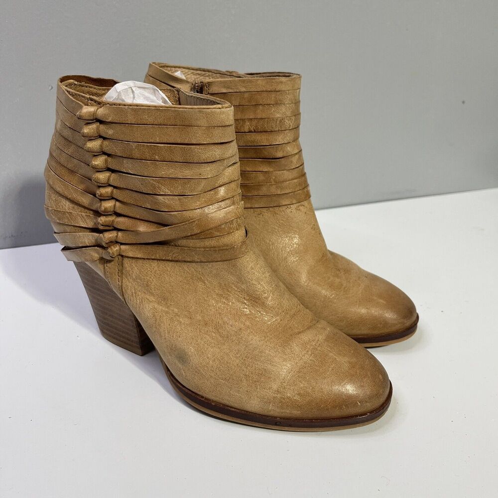 ISOLA Size 6 Women's Brown Leather Ankle Boots Bootie Leather Heel Stripped